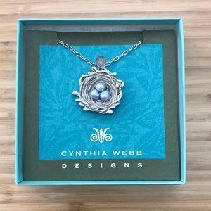 Cynthia Webb Bird’s Nest Blue Pearl Necklace